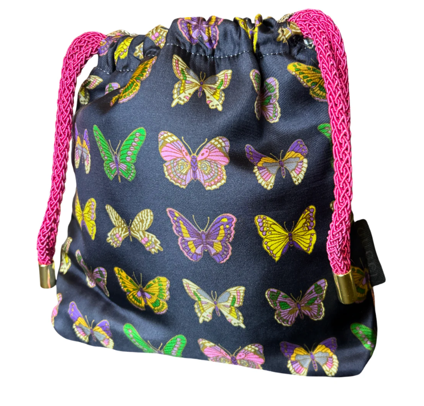 VINTAGE GUCCI FARFALLE BLUE SCARF DRAWSTRING CROSSBODY BAG