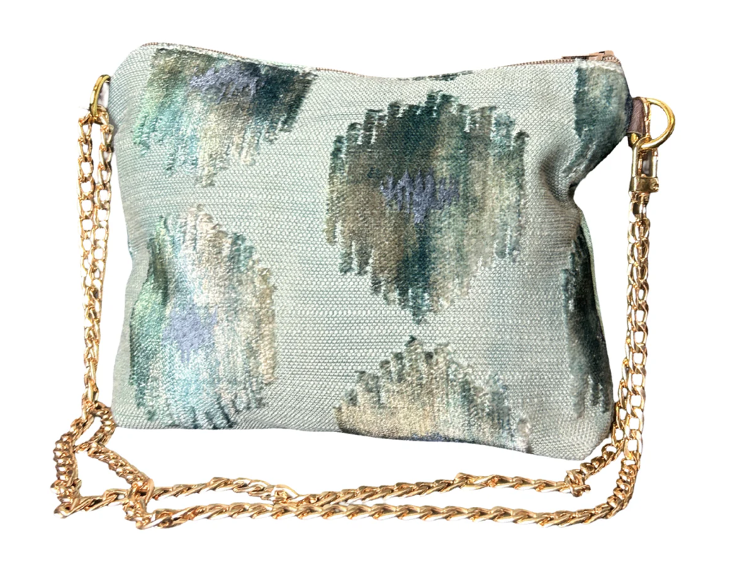 VINTAGE GUCCI CHINOISERIE VERTE SILK SCARF CROSSBODY BAG