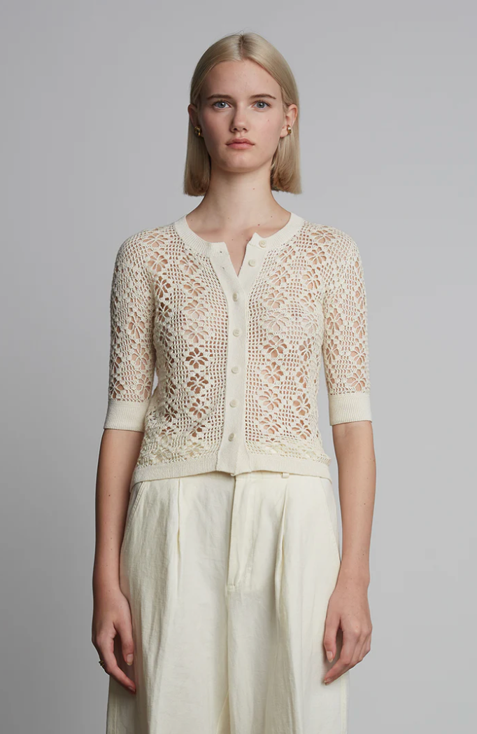 RUBY CROCHET CARDI I IVORY