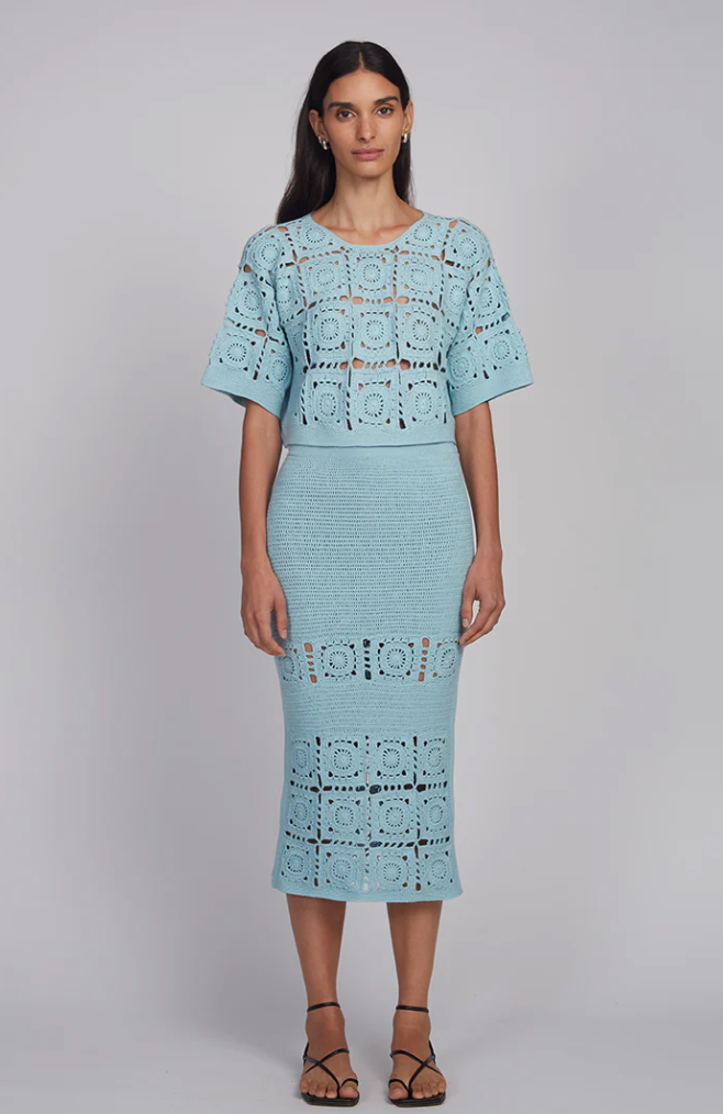 JANA CROCHET SKIRT I BLUE