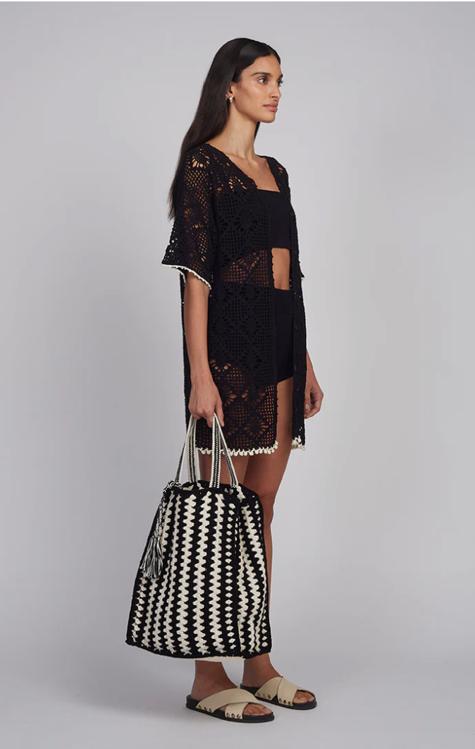 VERA TOTE BAG I IVORY/BLACK