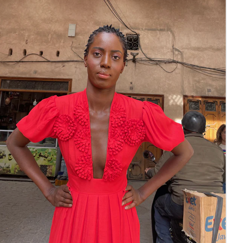 MOROCCAN DRESS FLOWER RED