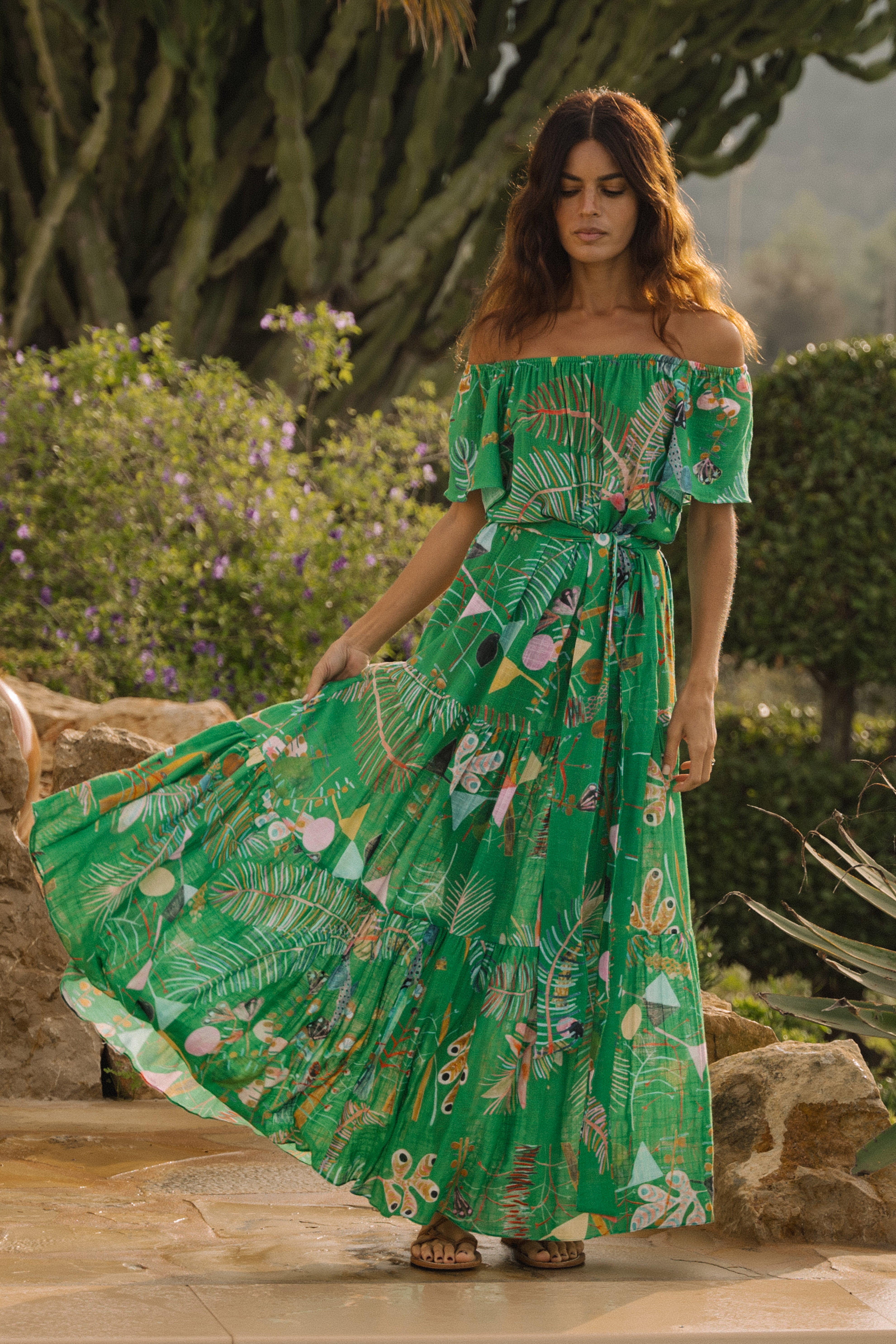 THALIA FLAIR SLEEVE ANKLE DRESS