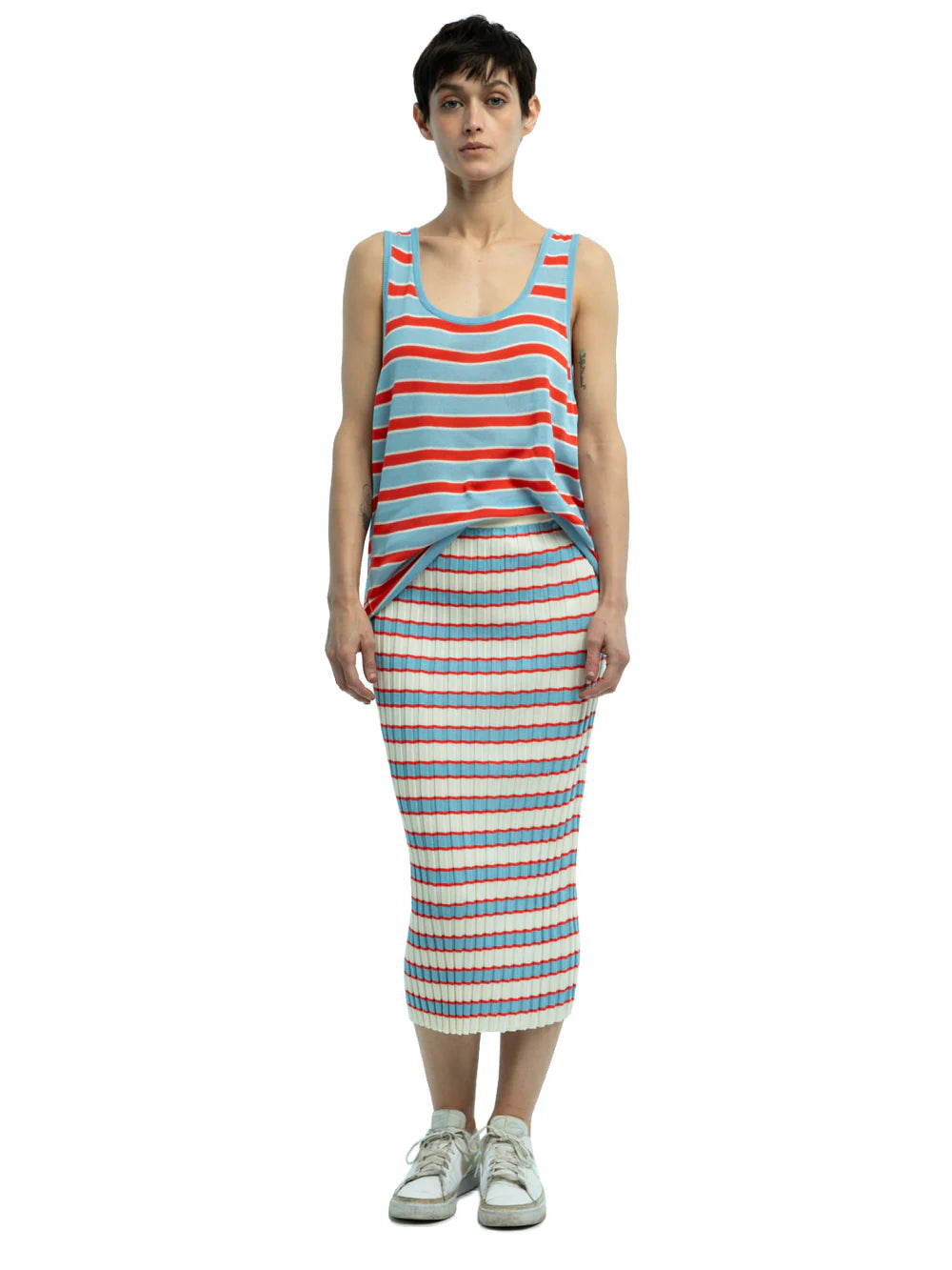Darla Striped Ribbed Skirt