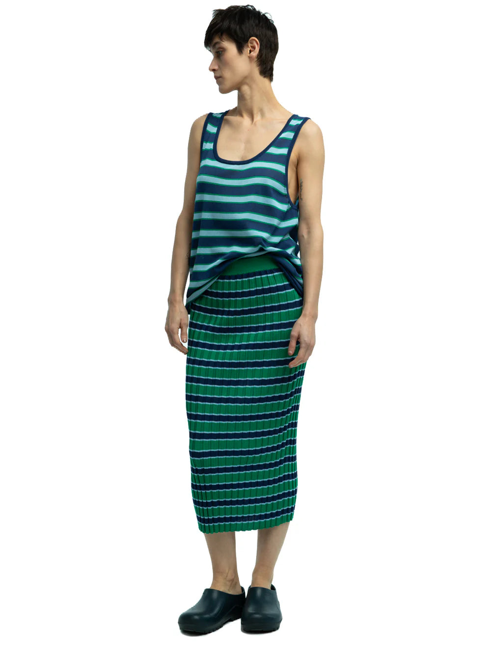 Darla Striped Ribbed Skirt