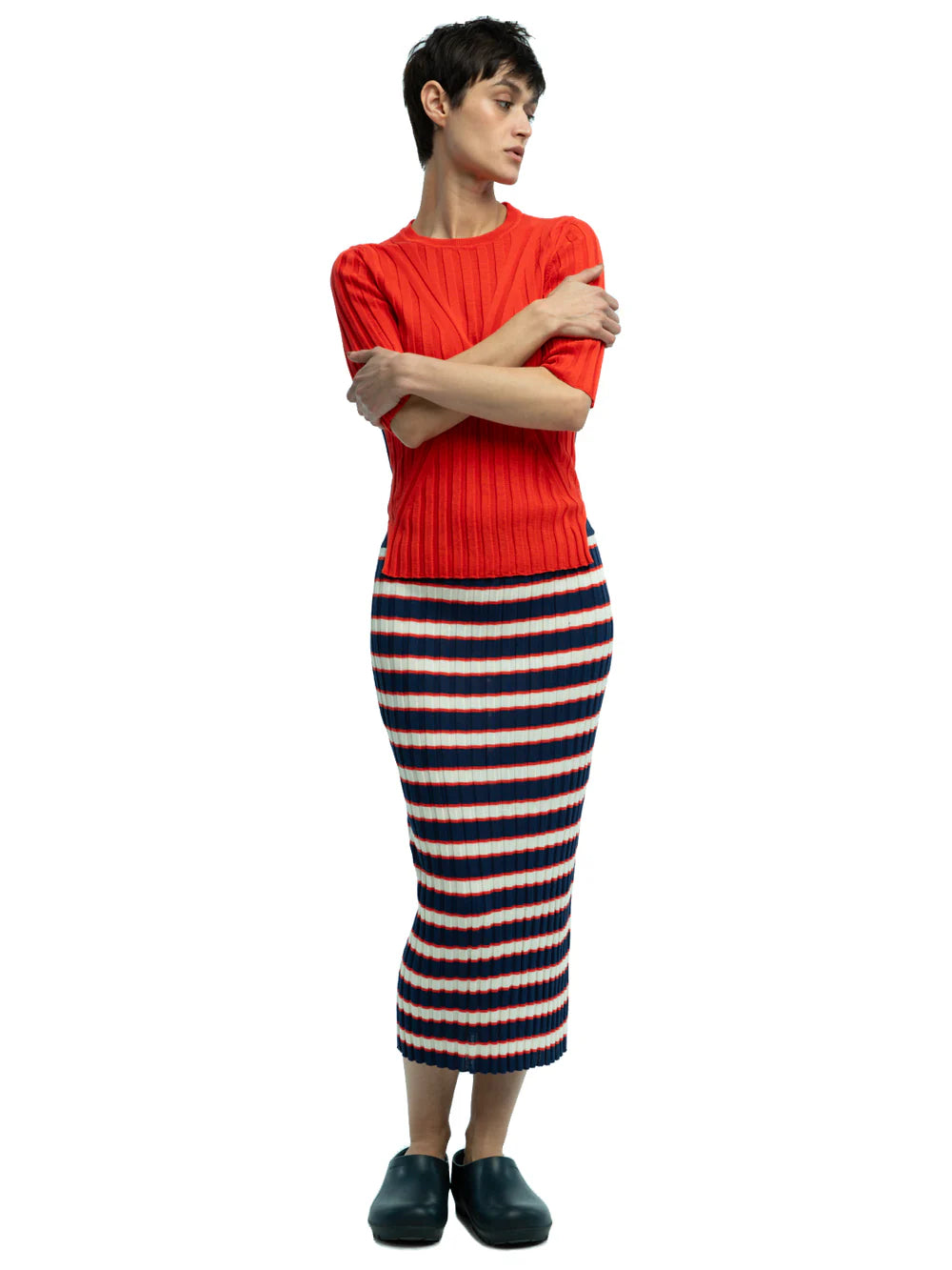 Darla Striped Ribbed Skirt