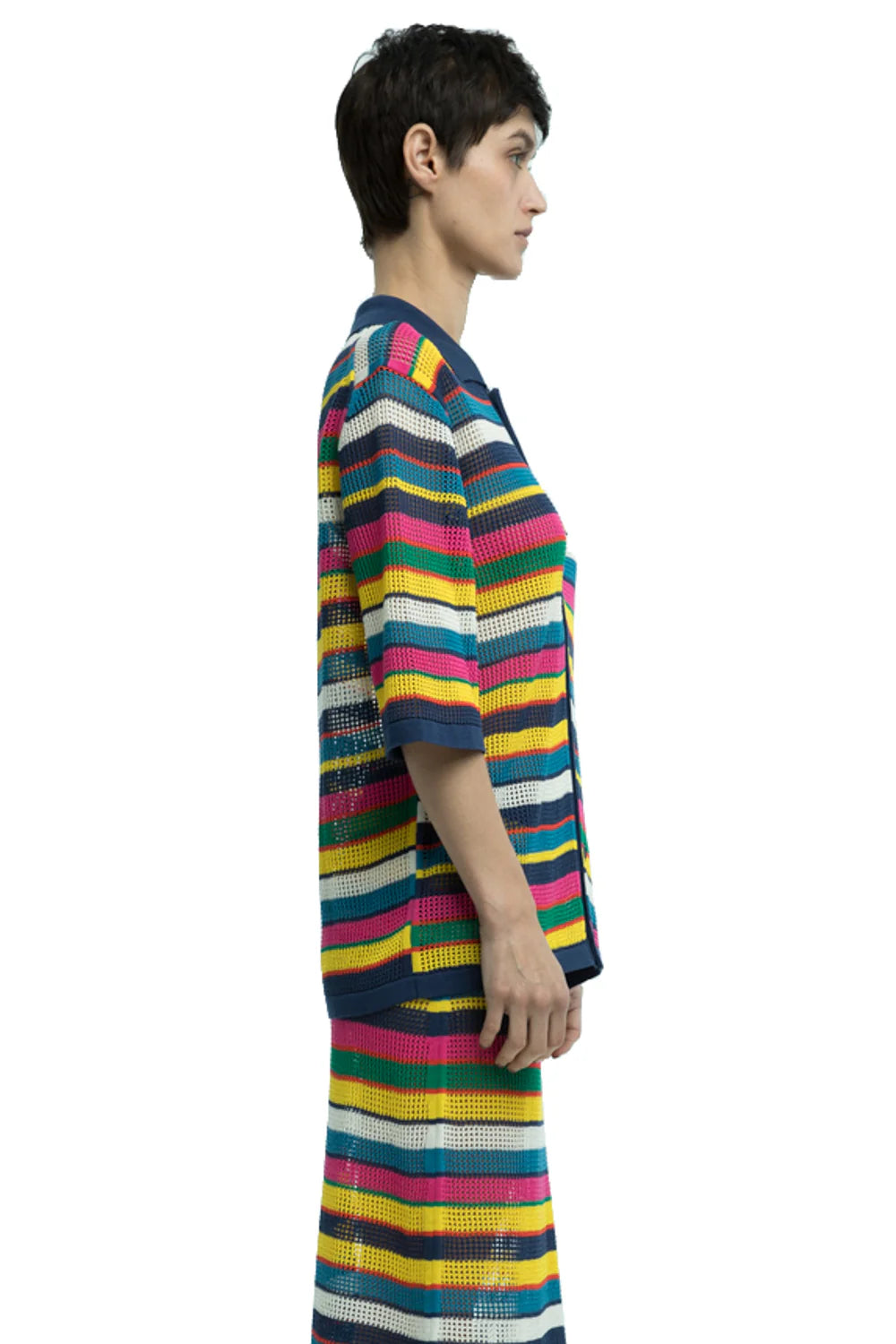 Rell Mesh Stitch Stripe Cardigan