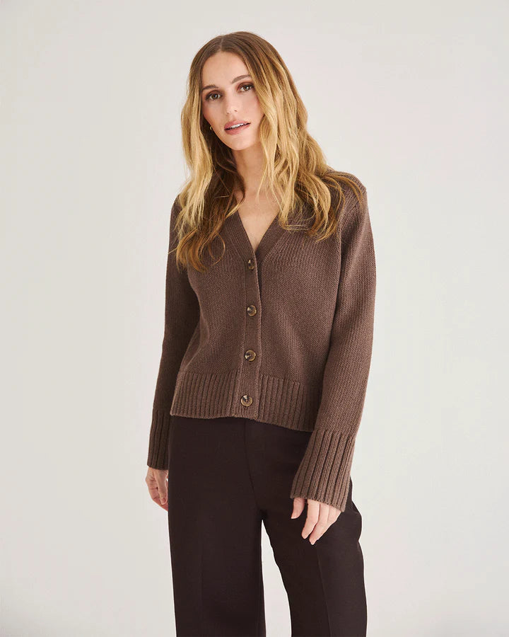 The Ellis Cotton Cardigan - Cocoa Heather
