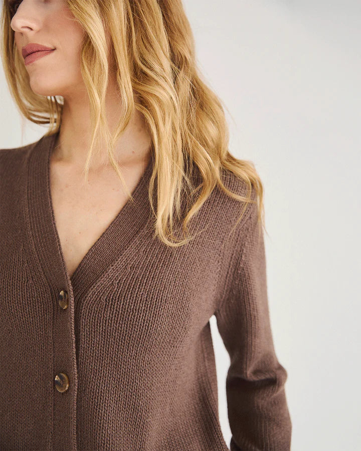 The Ellis Cotton Cardigan - Cocoa Heather