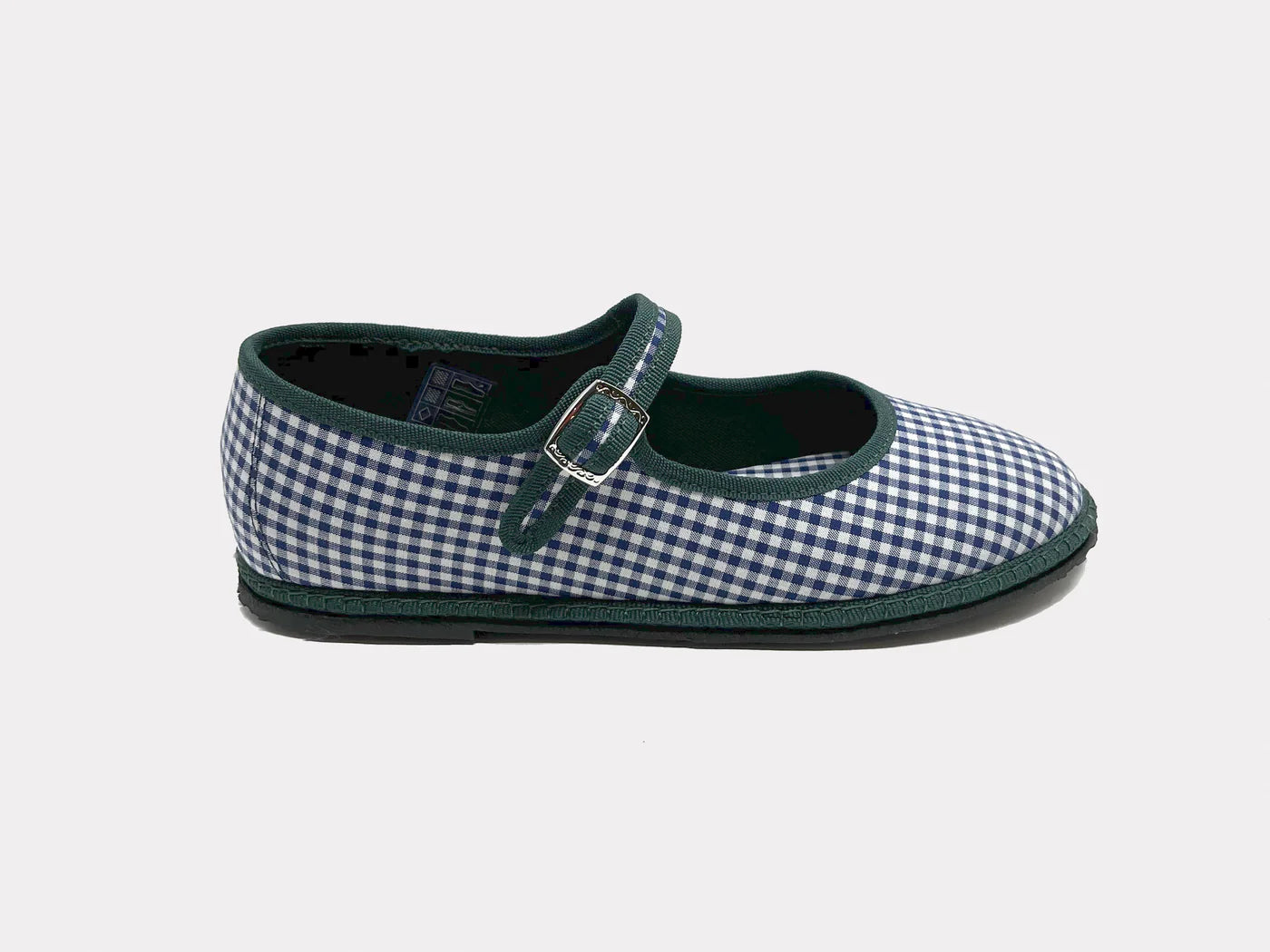 Furlane: Mary Jane Slippers - Navy Gingham
