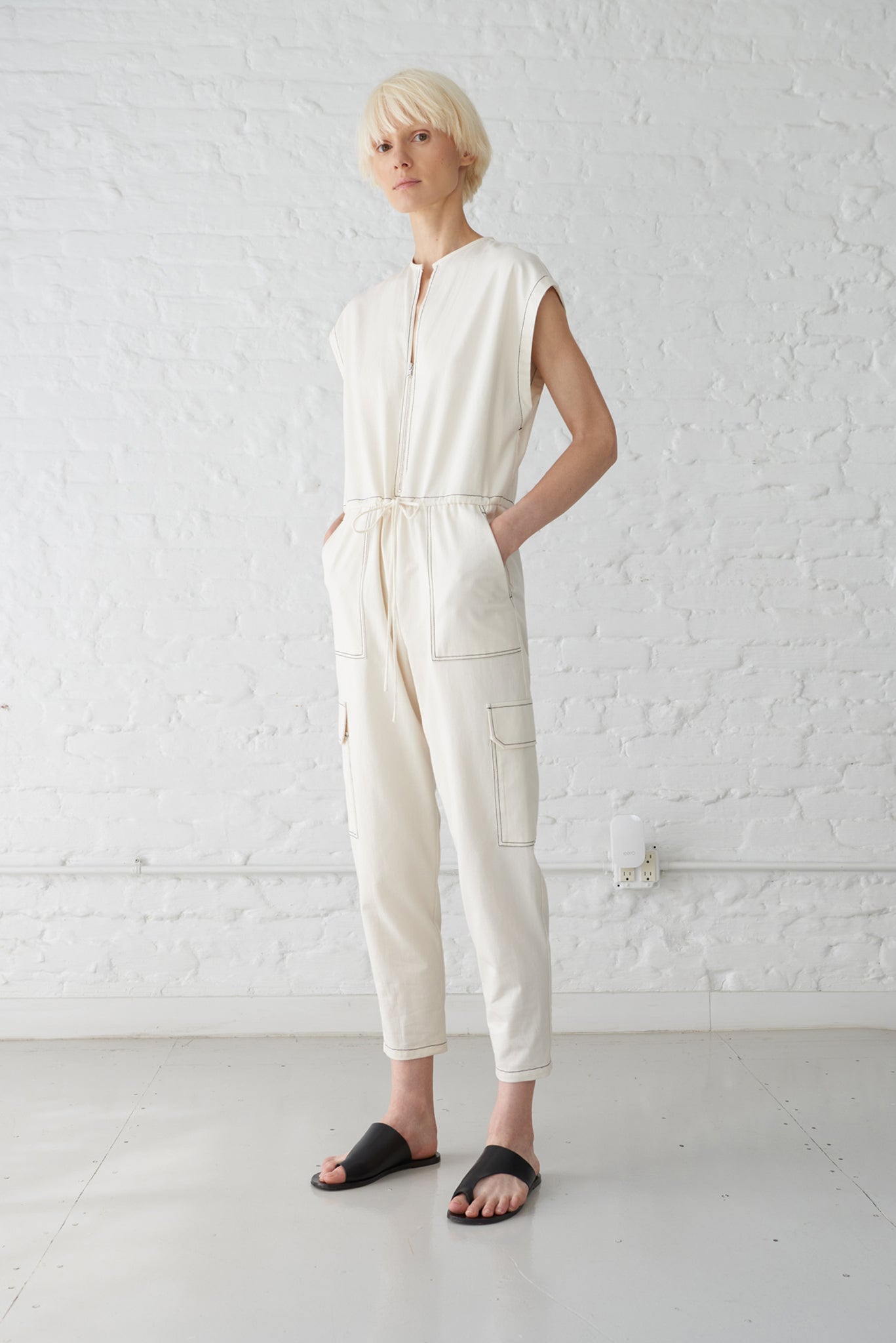 Traci Japanese Denim Jumpsuit - Ivory