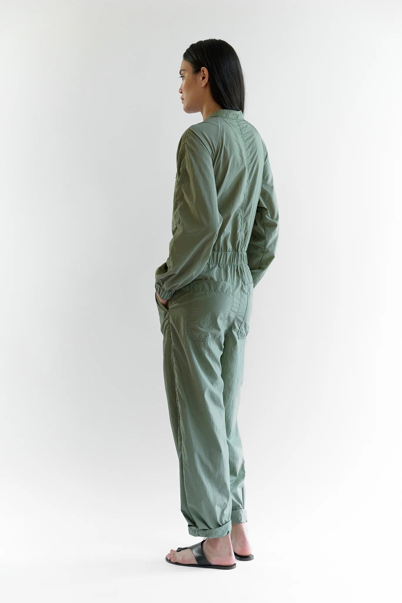 Amelia Japanese Eco Nylon Flight Suit - Olive