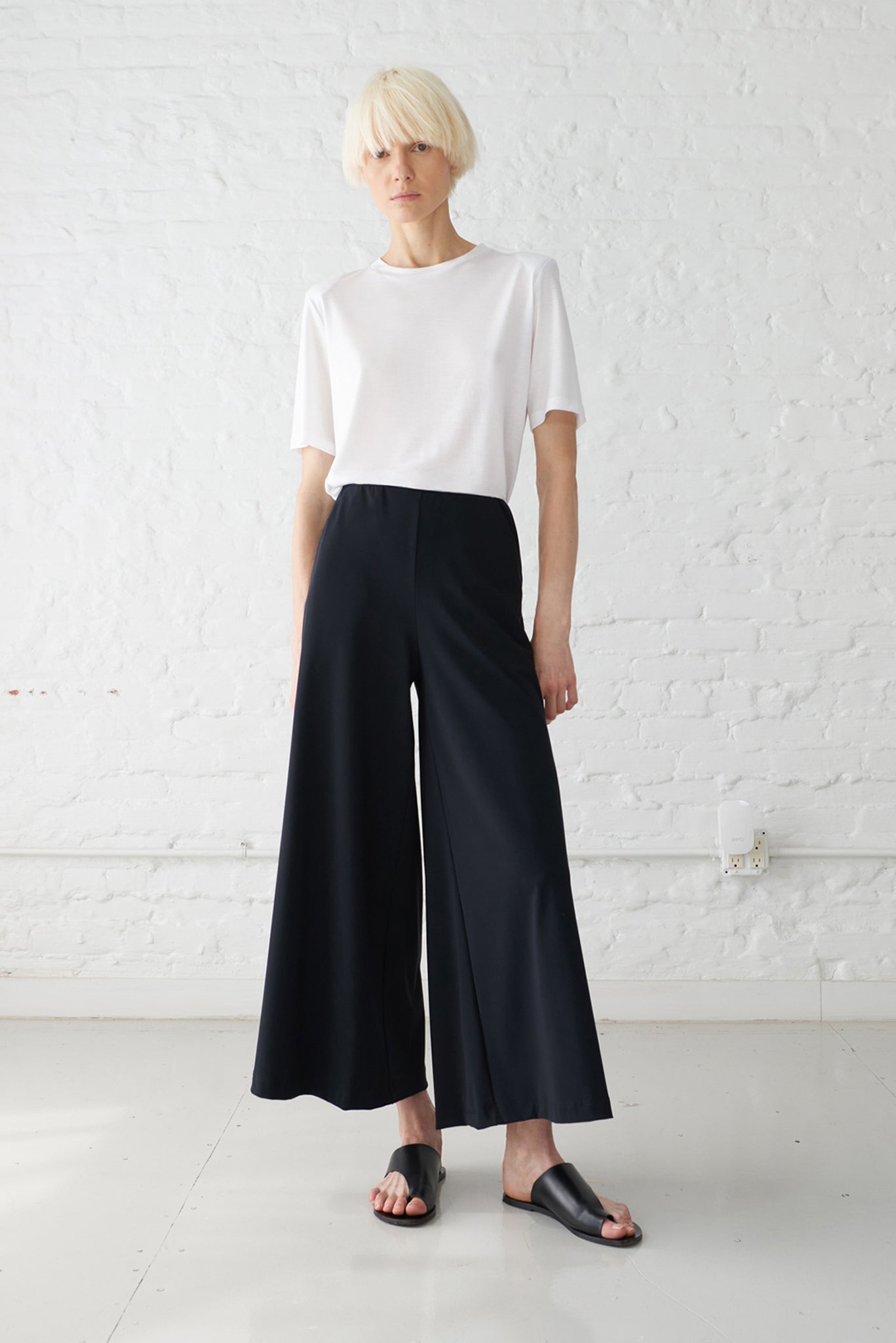 Anette Italian Jersey Palazzo Pants - Black