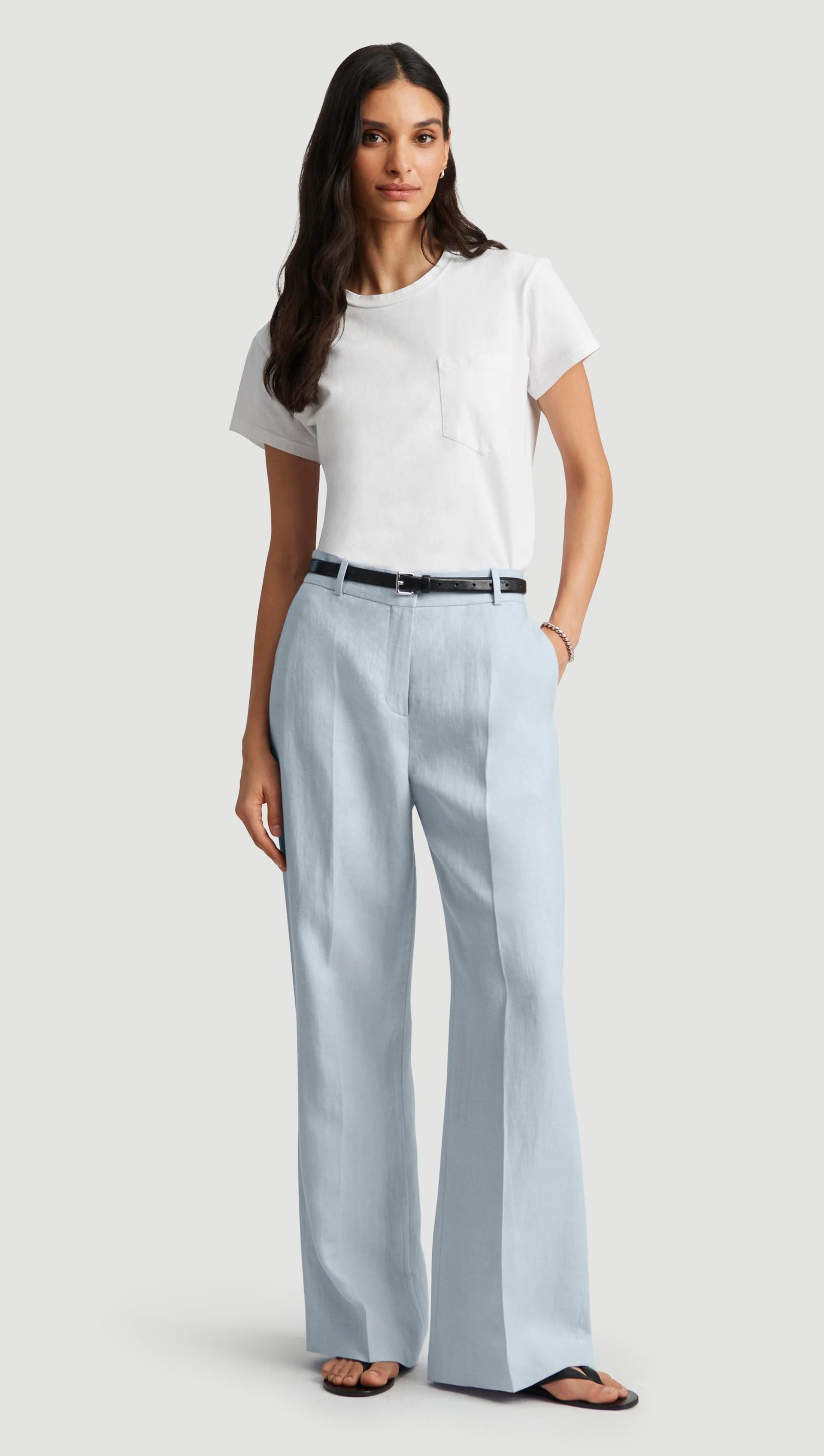 SOHO TROUSER IN LINEN TWILL- GLACIER BLUE