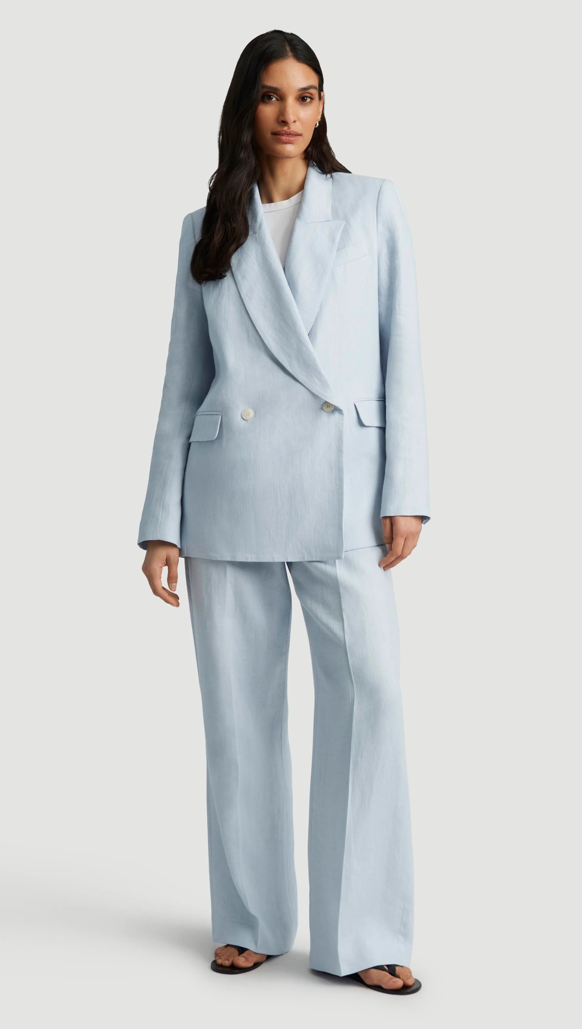 BROOKLYN BLAZER IN LINEN TWILL - GLACIER BLUE