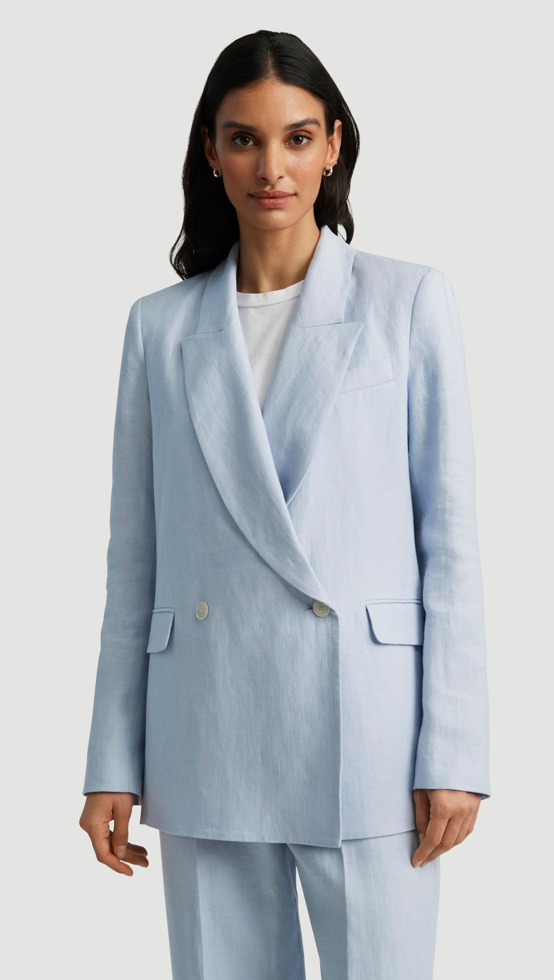 BROOKLYN BLAZER IN LINEN TWILL - GLACIER BLUE