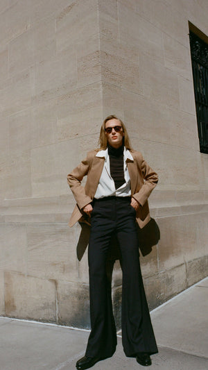 Patch Pocket Blazer in Textured Wool-Camel