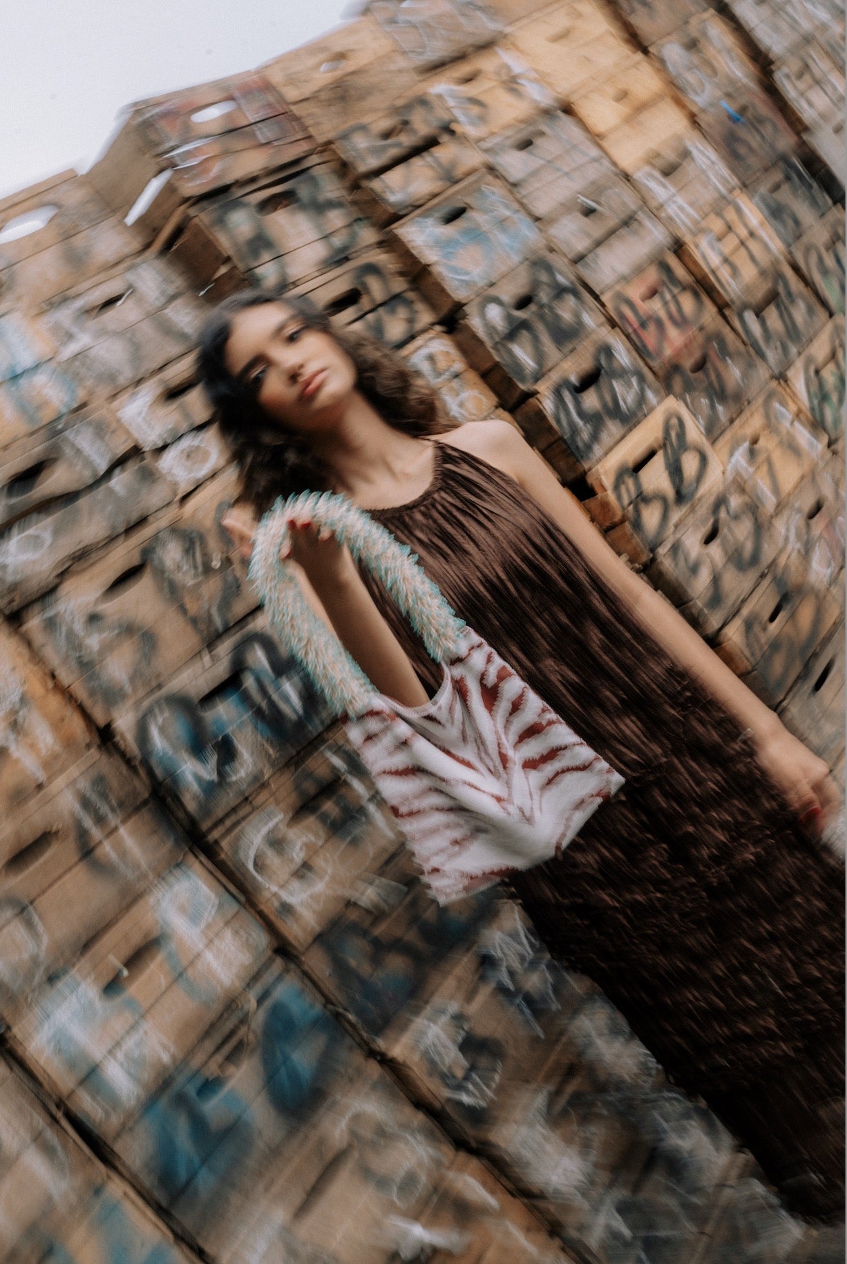 CLASH OF PRINTS BAG - ZEBRA BROWN, WHITE & TURQUOISE