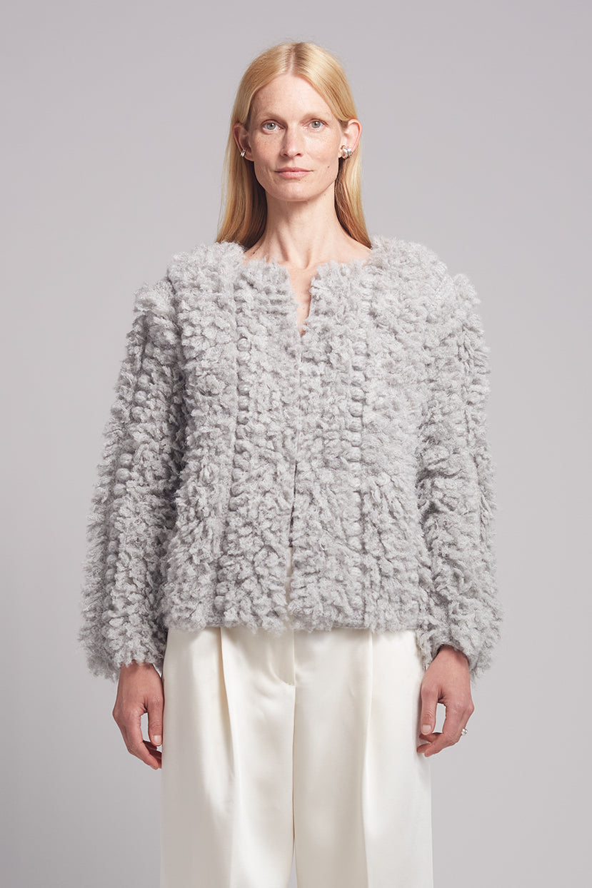 SOPHIA SWEATER JACKET | PALE GREY MELANGE