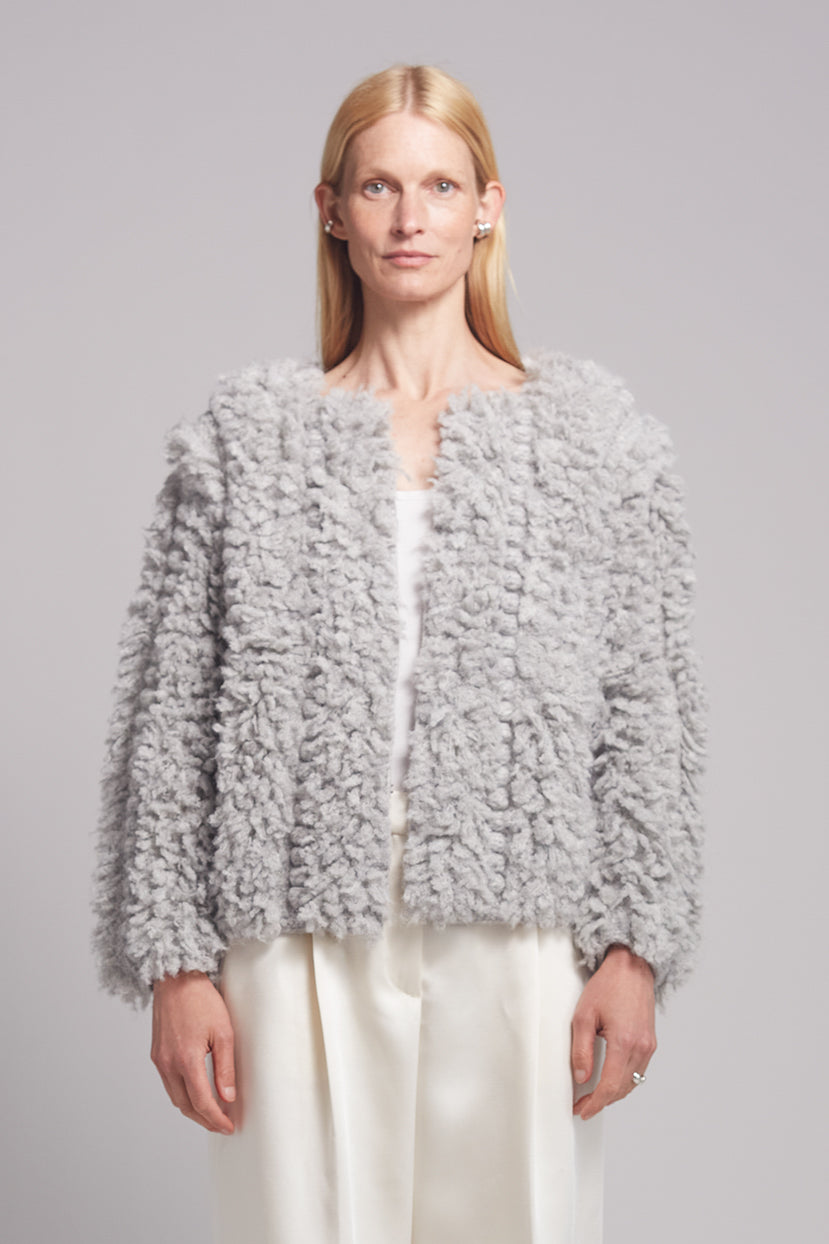 SOPHIA SWEATER JACKET | PALE GREY MELANGE
