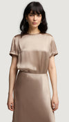 Bias Satin Skirt Taupe