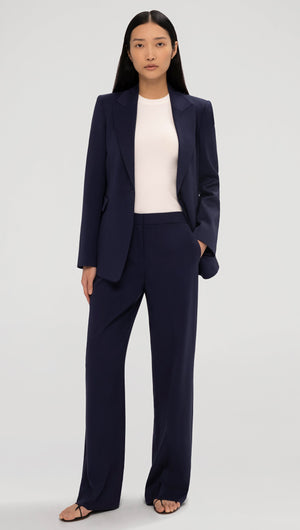 Single Button Blazer in Seasonless Wool -Navy