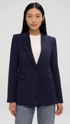 Single Button Blazer in Seasonless Wool -Navy