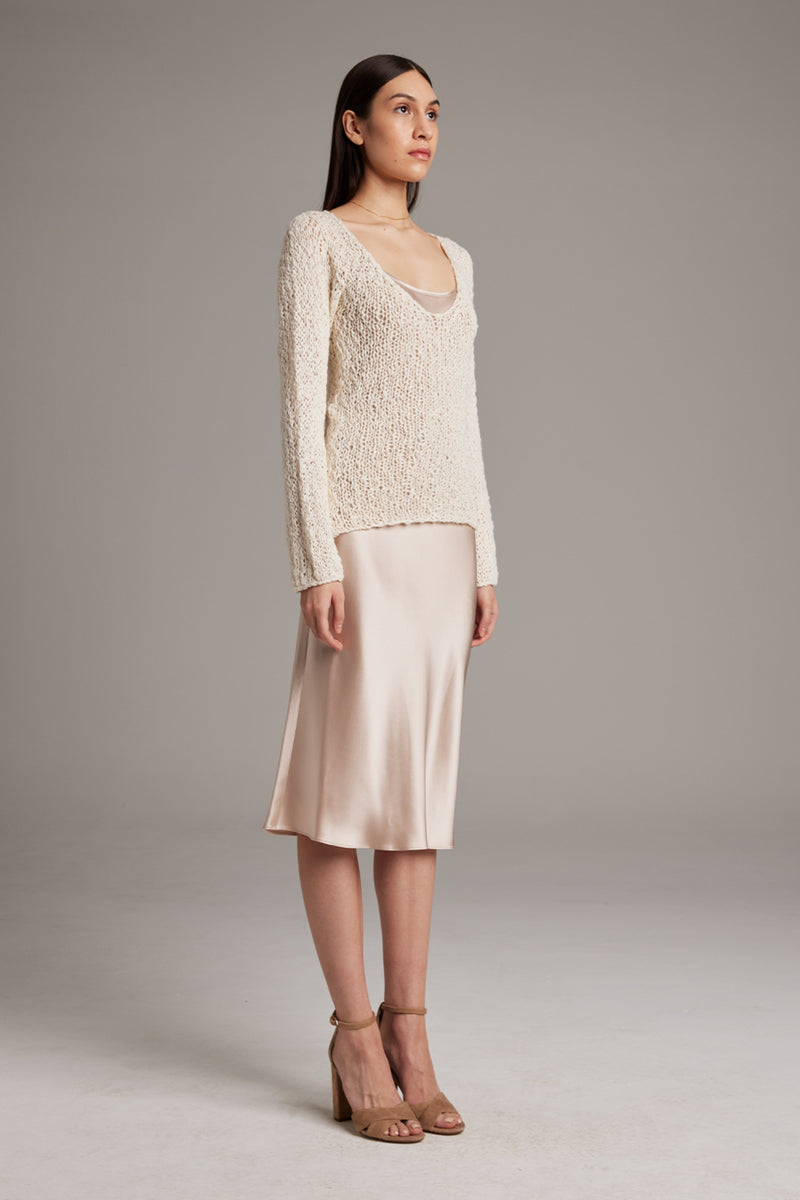 Flamme Long Knit Sweater - Ivory