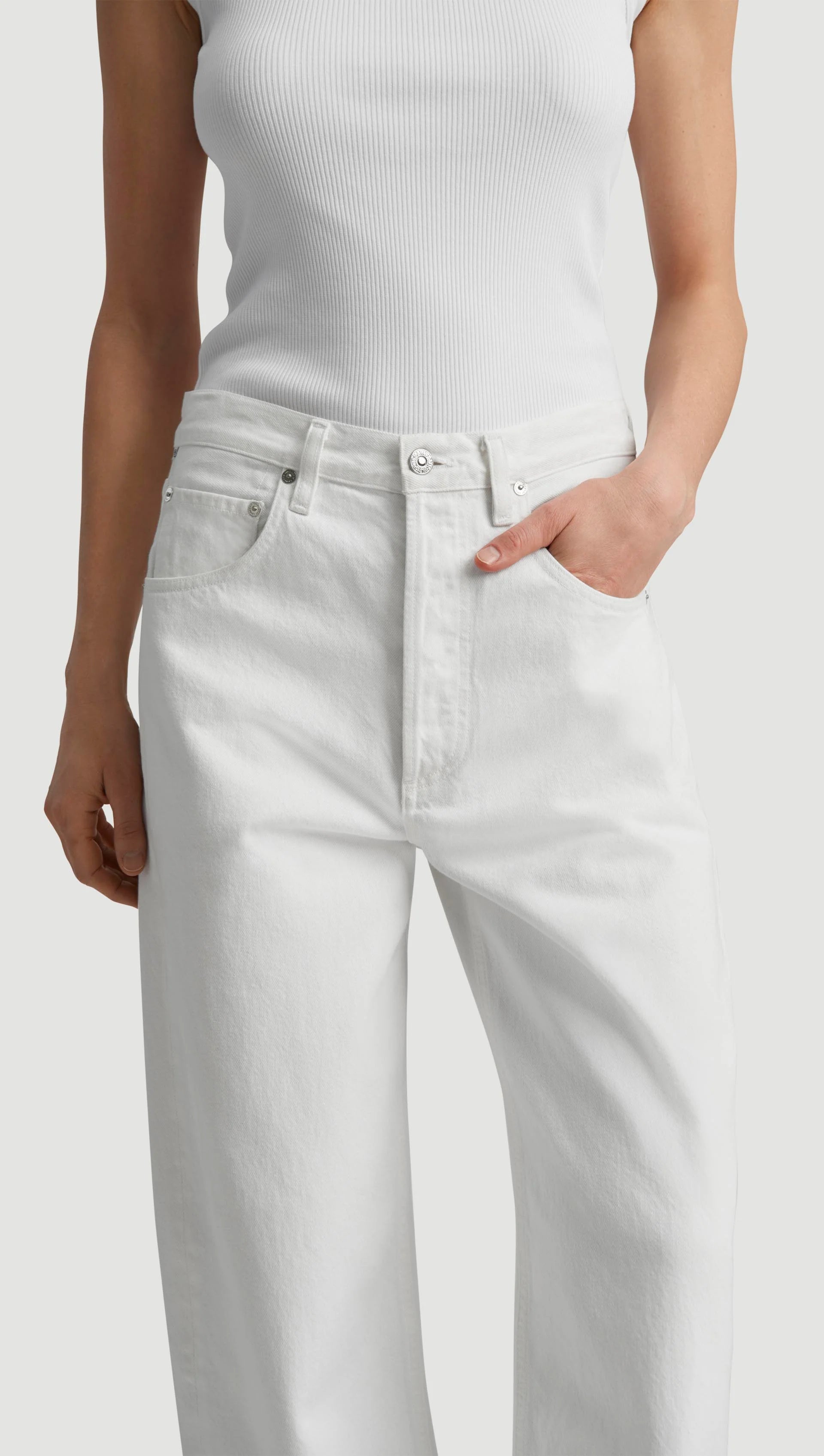 AYLA BAGGY JEANS - WHITE/CRESCENT