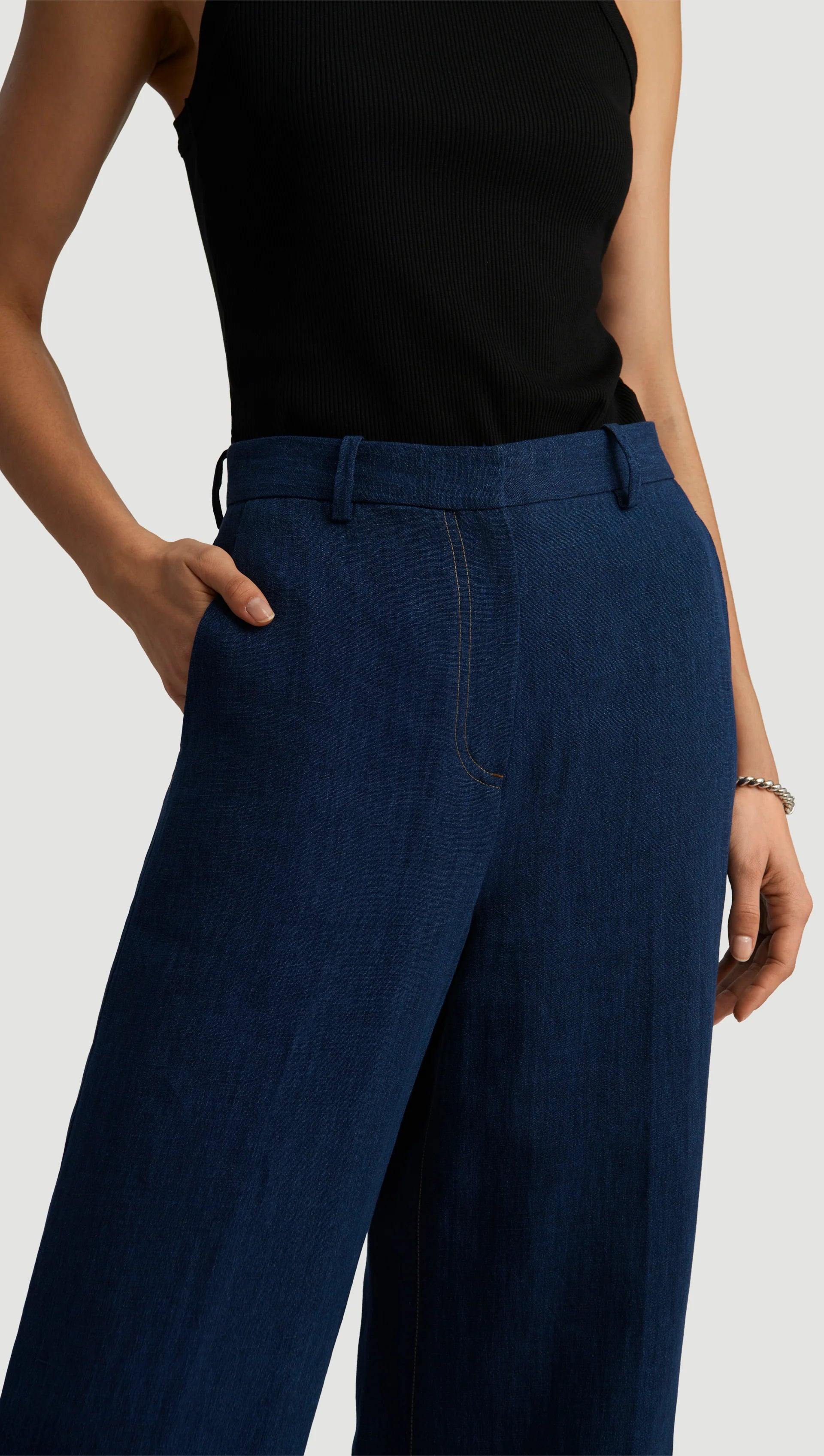 PARK TROUSER IN LINEN - NAVY/DENIM