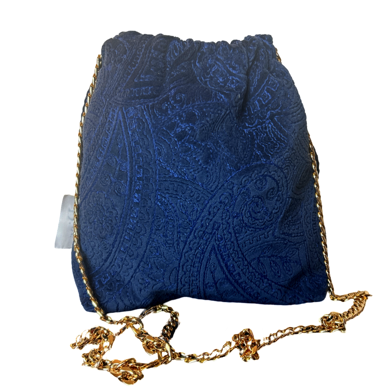 VINTAGE DIOR TROTTER BLUE SCARF DRAWSTRING CROSSBODY BAG