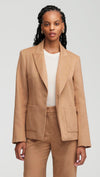 Patch Pocket Blazer in Textured Wool-Camel