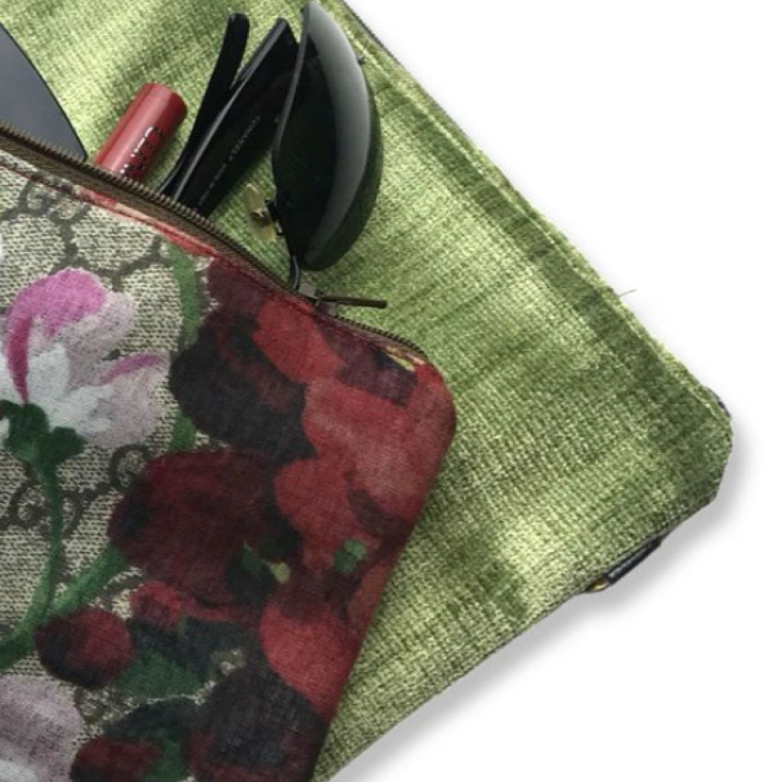 Vintage Gucci GG Logo Blooms Pink Silk Scarf Keychain Bag