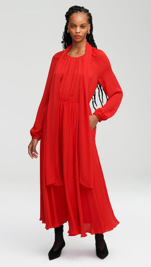 Madison Dress in Double Georgette-scarlet