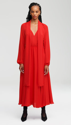 Madison Dress in Double Georgette-scarlet