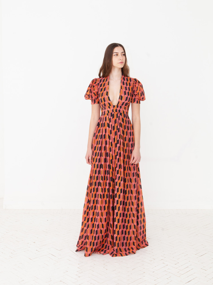 MOROCCAN DRESS ORANGE & PINK