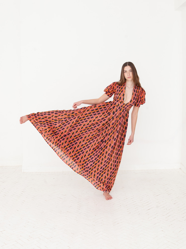 MOROCCAN DRESS ORANGE & PINK