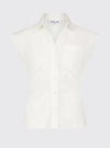 Brando - Sleeveless Tucked Bodice Shirt - White