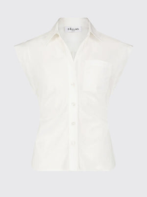 Brando - Sleeveless Tucked Bodice Shirt - White