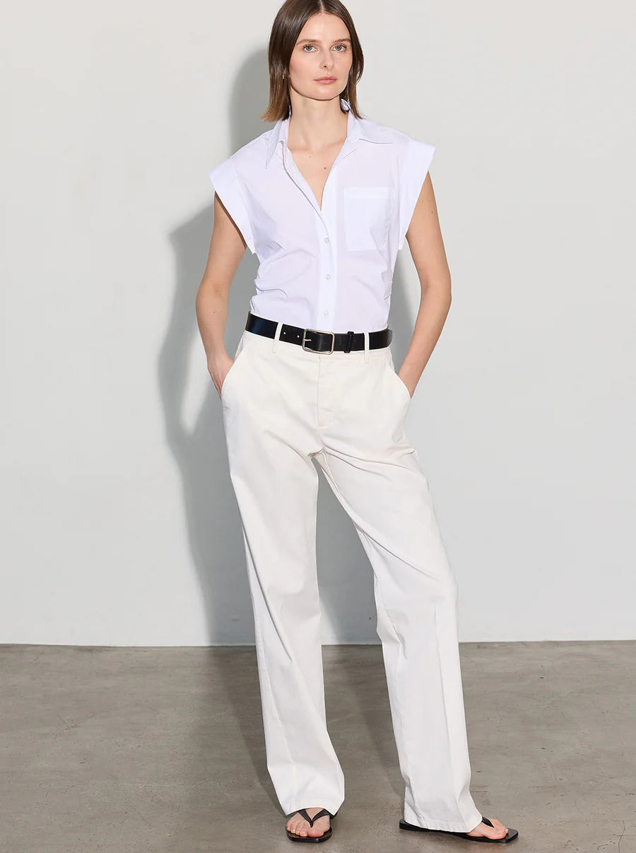 Brando - Sleeveless Tucked Bodice Shirt - White