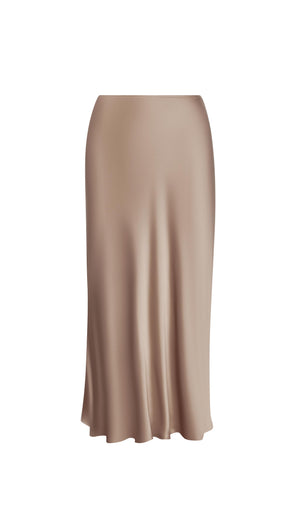 Bias Satin Skirt Taupe