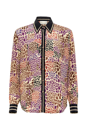 Carmen Shirt - Multi Leopard Purple