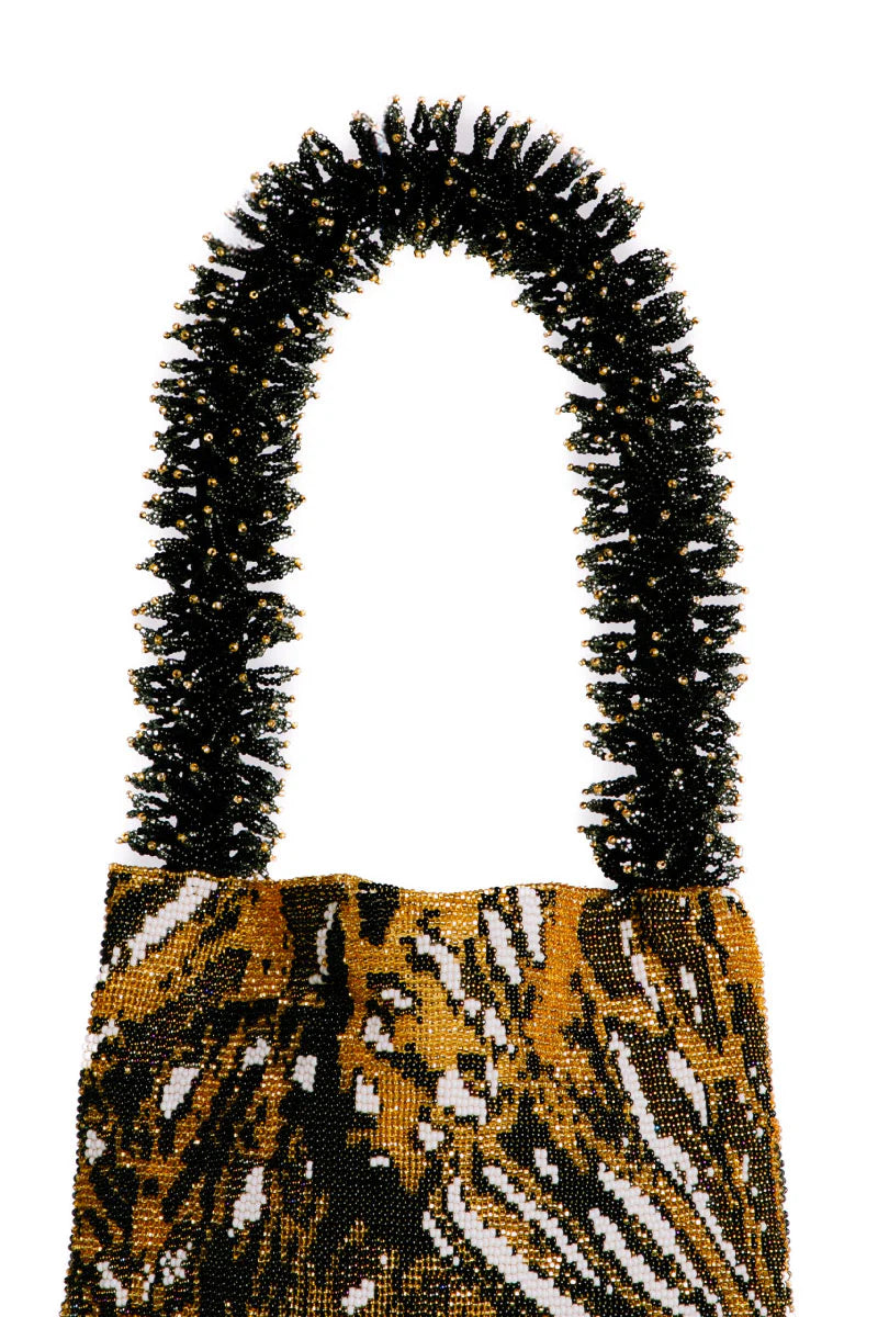 CLASH OF PRINTS BAG - BUTTERFLY GOLD, BLACK & WHITE