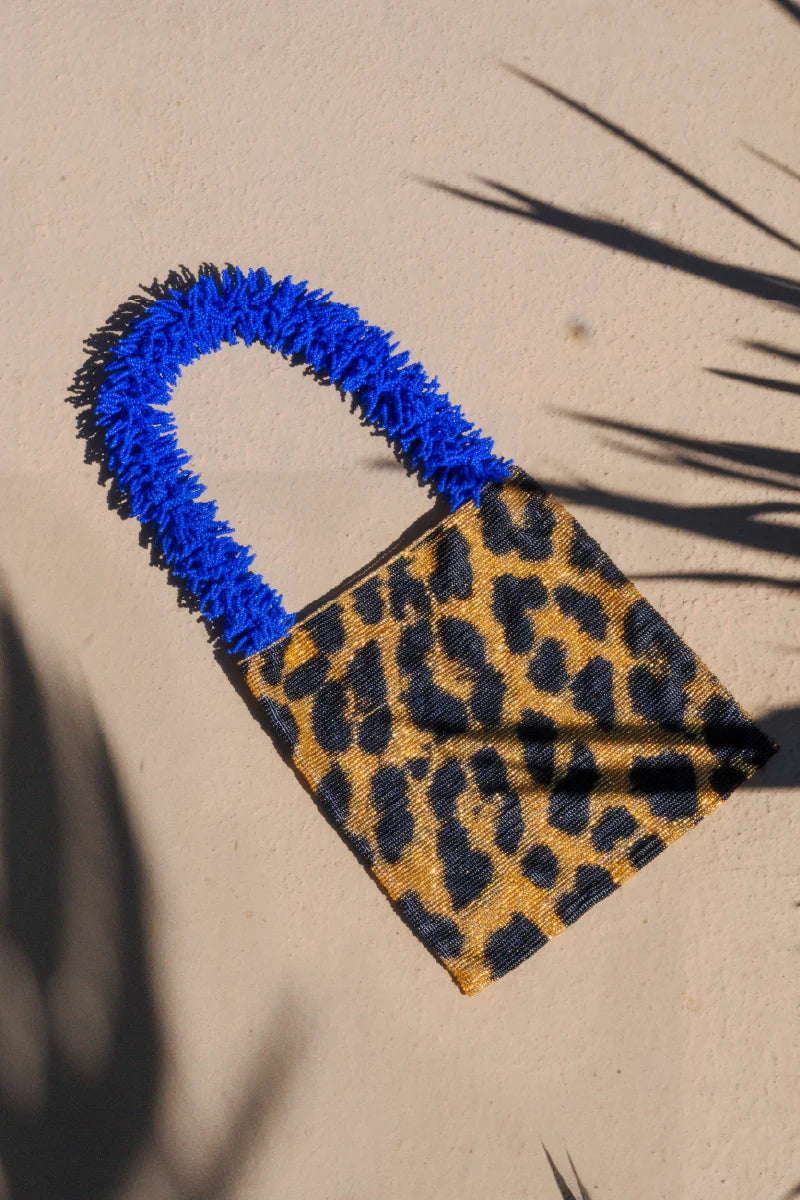 CLASH OF PRINTS BAG - LEOPARD GOLD, BLACK & BLUE