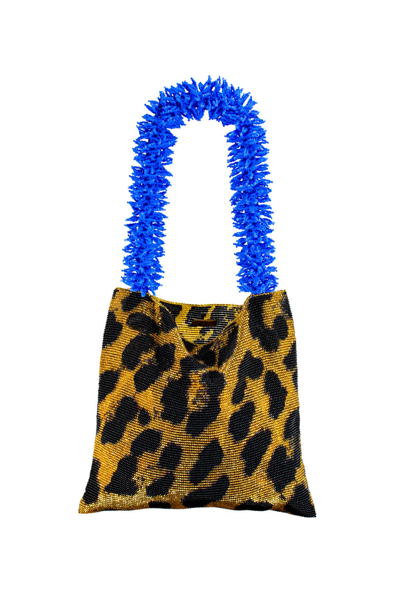 CLASH OF PRINTS BAG - LEOPARD GOLD, BLACK & BLUE