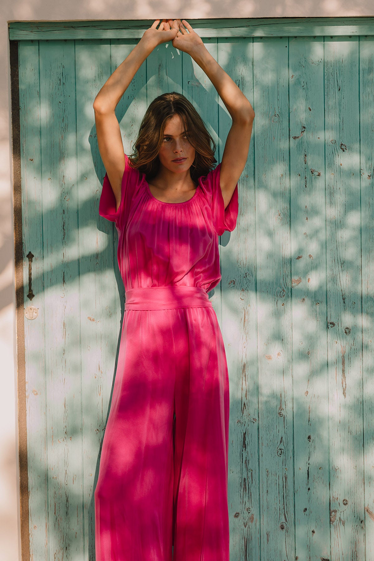 DANI FLAIR SLEEVE SILK JUMPSUIT