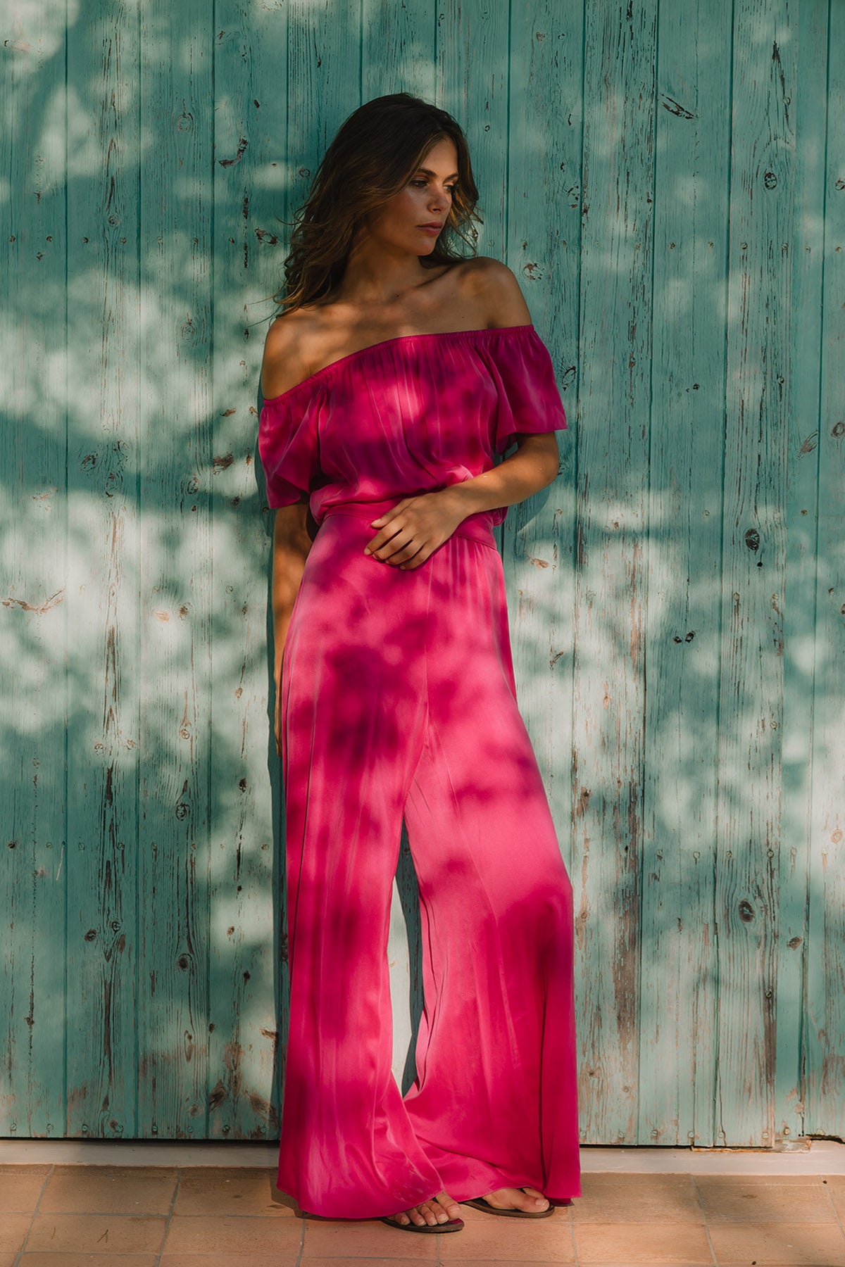 DANI FLAIR SLEEVE SILK JUMPSUIT