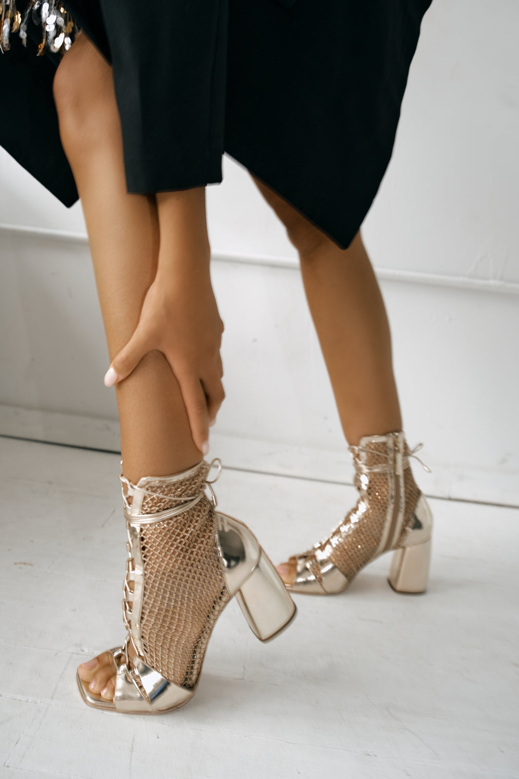 Romi - Gold Mesh Ankle Bootie