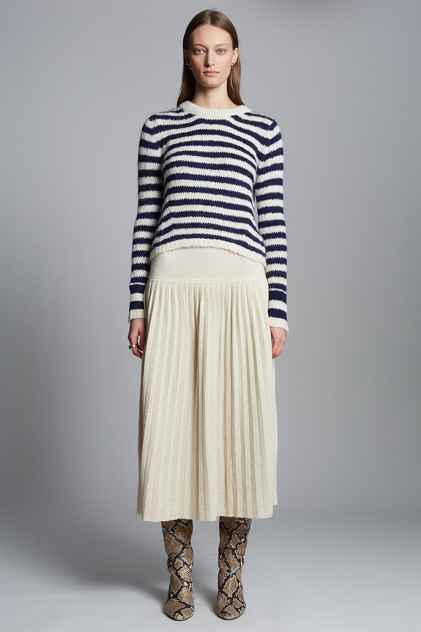AVA STRIPE SWEATER - IVORY + NAVY