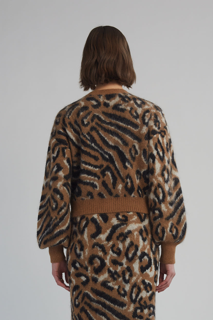 Eleven Six Aviana Cardi in Camel, Black & Ivory